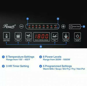 Induction Cooker 1800 Watt, Induction Cooktop 3.5 QT 18-8 RHAI-15001